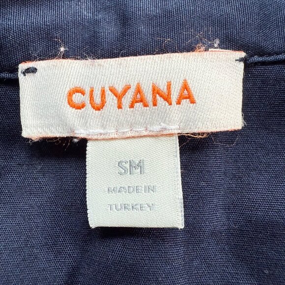 Cuyana Size S Navy Blue Poplin 3/4 Sleeves Collared Tunic Mini Shirt Dress - Picture 7 of 16